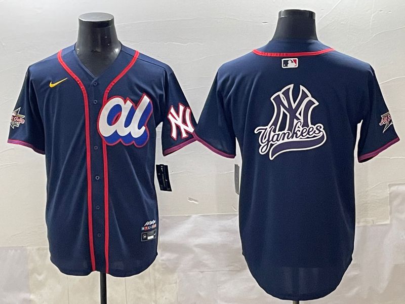 Men 2025 New York Yankees Blank Drak Blue All star Blank Blue Nike MLB Jersey style 10